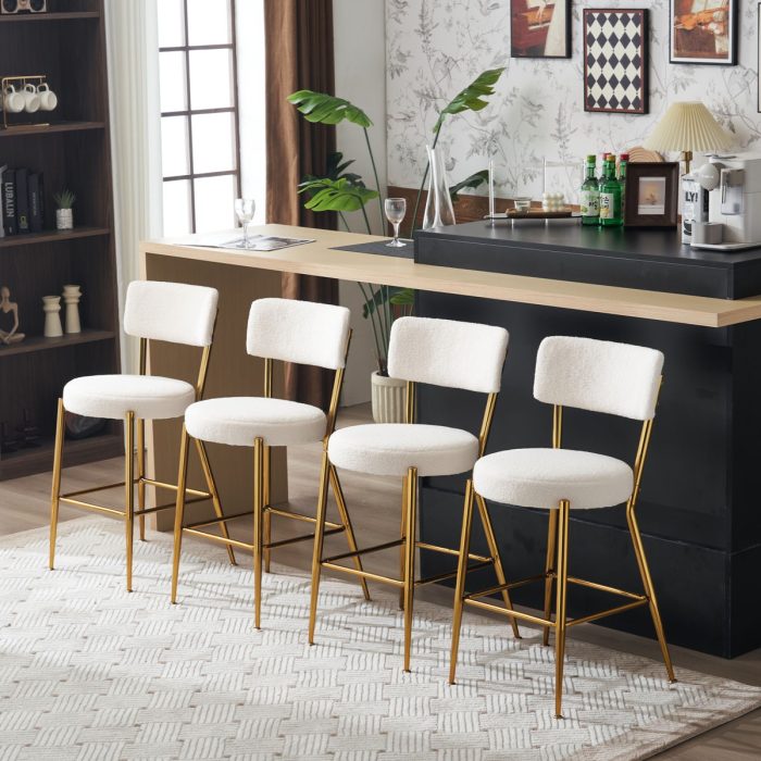 Modern Teddy Fabric Upholstered Bar Stools - Image 3