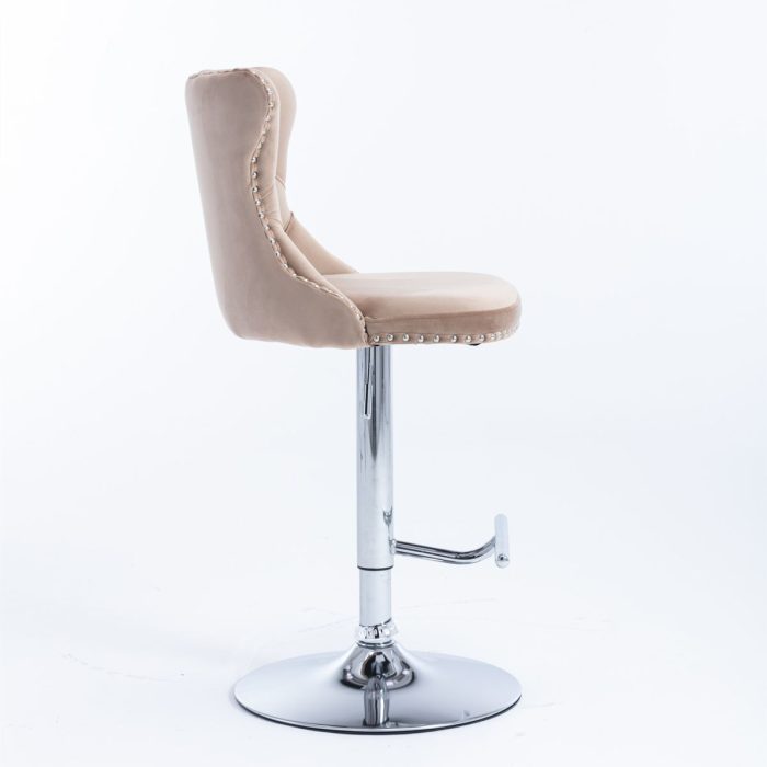 Swivel Velvet Barstools Adjusatble Seat Height From 25-33", Modern Upholstered Chrome Base Bar Stools With Backs Comfortable Tufted For Home Pub And Kitchen Island (Set of 2) - Image 13
