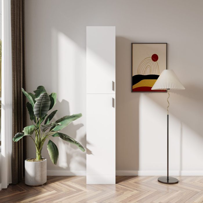 Freestanding Cabinet With Inadjustable Shelves And Two Doors For Kitchen, Dining Room - White - Image 3