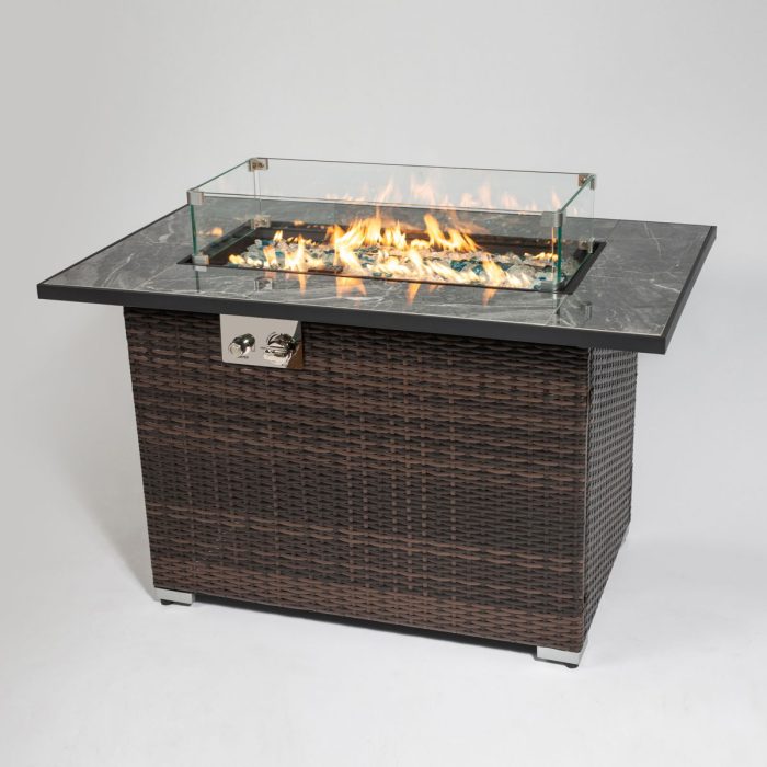 44" Outdoor Fire Pit Table, Propane Fire Table With Ceramic Tabletop Gas Fire Table - Espresso - Image 4