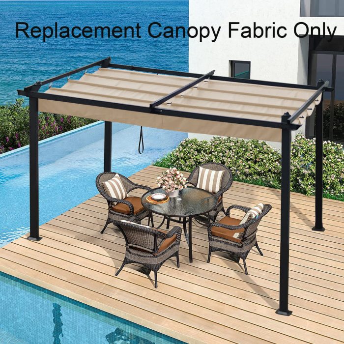 Replacement Canopy Top Cover Fabric For Outdoor Patio Retractable Pergola Sun-Shelter Canopy - Image 7
