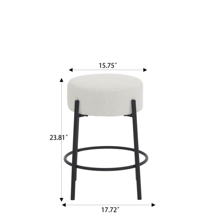 Round Bar Stools (Set of 2), Contemporary Upholstered Dining Stools For Kitchens, Coffee Shops And Bar Stores - Image 6