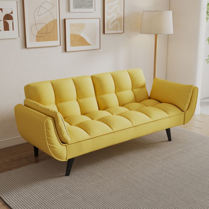Sofa Soft Two Armrests Throw Pillow Pillow Comfortable Fit Apartment Bedroom Small Space - Image 2