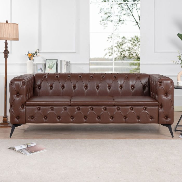 Square Arm Removable Cushion 3 Seater Sofa - Image 3
