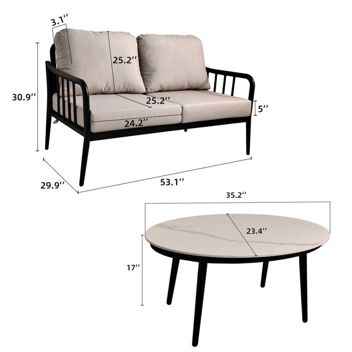 Outdoor Patio Modern Set With Removable Sunbrella Cushions And Table - Image 2