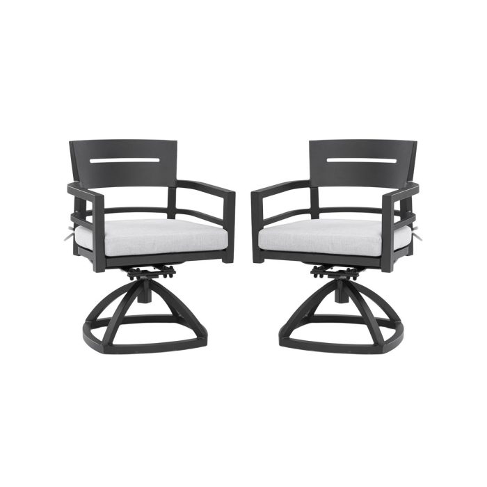Outdoor Patio Swivel Rocker With Outdoor Grade Sunbrella Fabric Cushions (Set of 2) - Ember Black