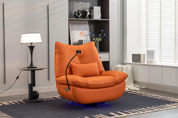 270 Swivel Glider Recliner Chair, Power Recliner Rocking Chair, USB Port Charge For Nursery Chair With Atmosphere Lamp For Living Room Bedroom Apartment - Image 2