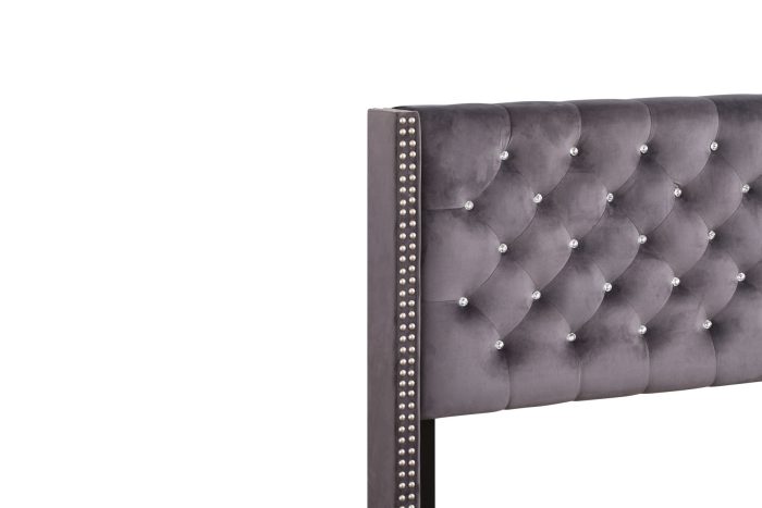 Upholstered Nailhead Trim Chic Bed - Image 2