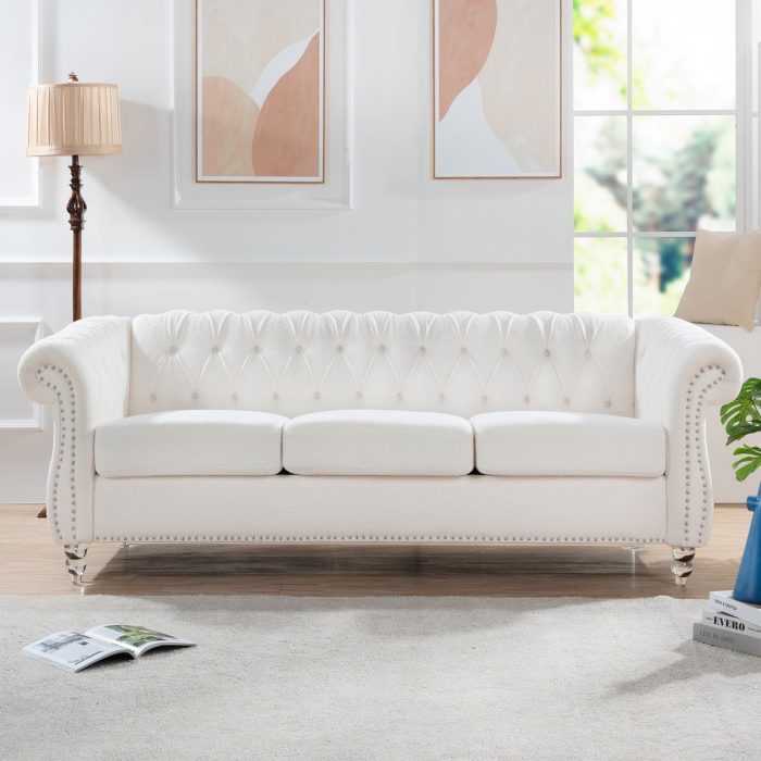 Rolled Arm Chesterfield 3 Seater Sofa - Image 12