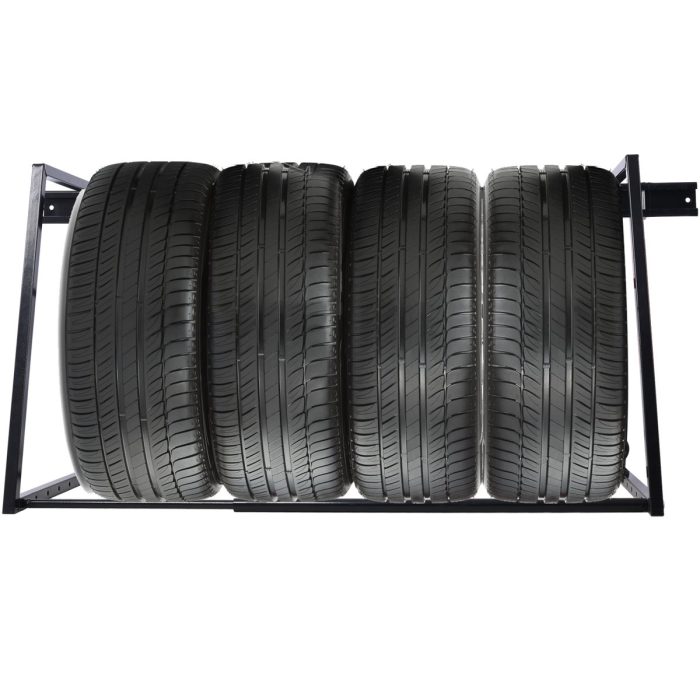 Heavy Duty Adjustable Garage Wall Multi-Tire Rack Storage - Black - Image 2