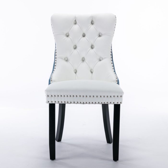Nikki - Modern, High-End Tufted Solid Wood Contemporary PU And Velvet Upholstered Dining Chair With Wood Legs Nailhead Trim (Set of 2) - Image 17