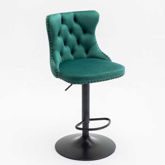 Swivel Velvet Barstools Adjusatble Seat Height, Modern Upholstered Bar Stools With Backs Comfortable Tufted For Home Pub And Kitchen Island (Set of 2) - Image 14