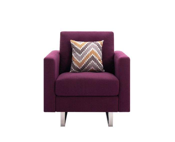 Victoria - Linen Fabric Armchair With Metal Legs, Side Pockets, And Pillow - Image 10
