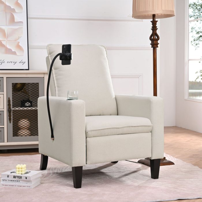 Recliner Chairs For Adults, Adjustable Recliner Sofa With Mobile Phone Holder & Cup Holder, Modern Reclining Chairs Fabric Push Back Recliner Chairs For Living Room, Bedroom - Image 8