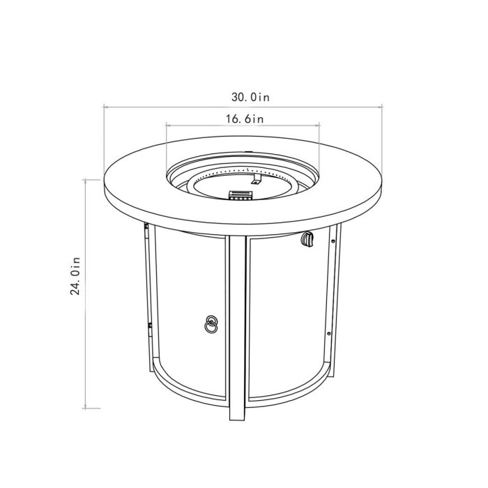 30" Propane Round Fire Table 40000Btu Propane Fire Pit Table - Black - Image 4