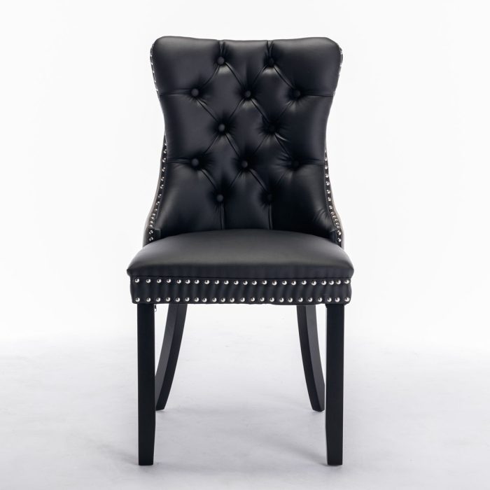 Nikki - Modern, High-End Tufted Solid Wood Contemporary PU And Velvet Upholstered Dining Chair With Wood Legs Nailhead Trim (Set of 2) - Image 7