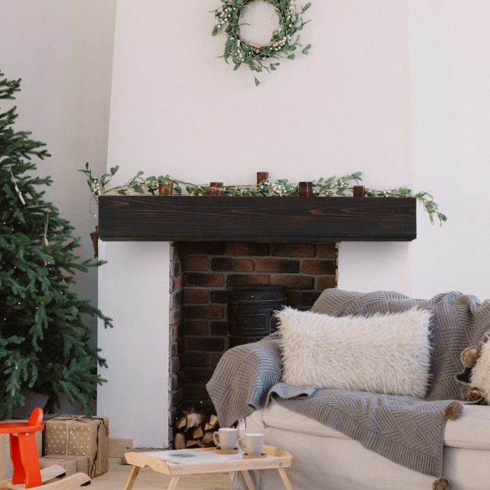 Rustic Wood Fireplace Mantel, Wall-Mounted & Floating Shelf For Home Decor - Image 16