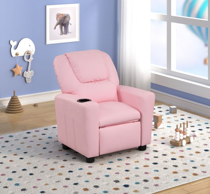 Marisa - PU Leather Kids Recliner Chair With Cupholder - Image 7