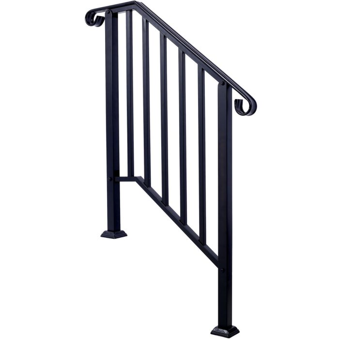 Handrails For Outdoor Steps, Fit 2 Or 3 Steps Outdoor Stair Railing, Wrought Iron Handrail, Flexible Porch Railing, Transitional Handrails For Concrete Steps Or Wooden Stairs - Image 7