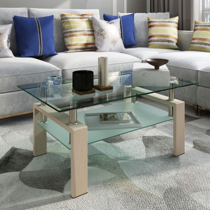 Rectangle Coffee Table, Modern Side Center Tables For Furniture - Image 2