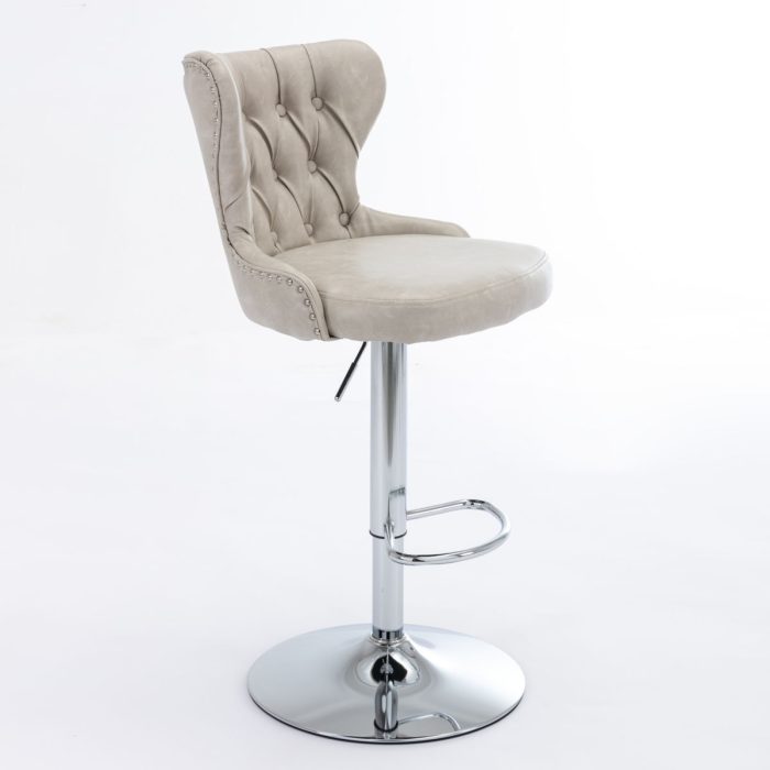Swivel Barstools Adjusatble Seat Height From 25-33", Modern Upholstered Chrome Base Bar Stools With Backs Comfortable Tufted For Home Pub And Kitchen Island - Image 6