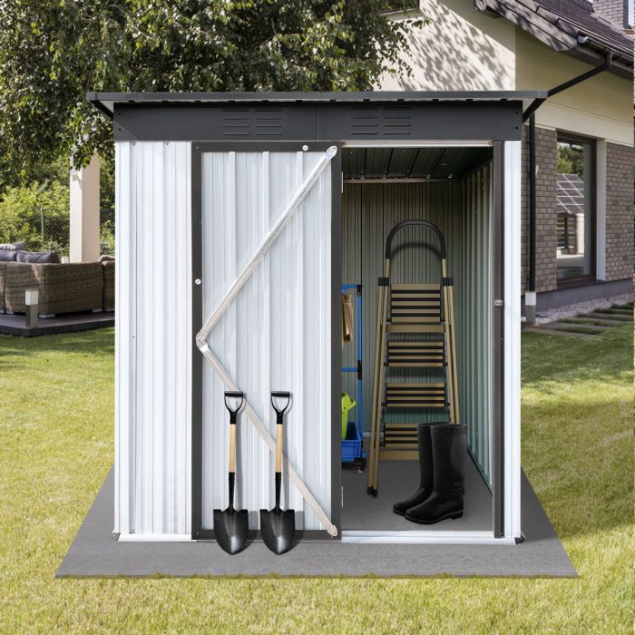5FtX4Ft Garden Sheds Outdoor Storage Sheds - White / Gray - Image 2