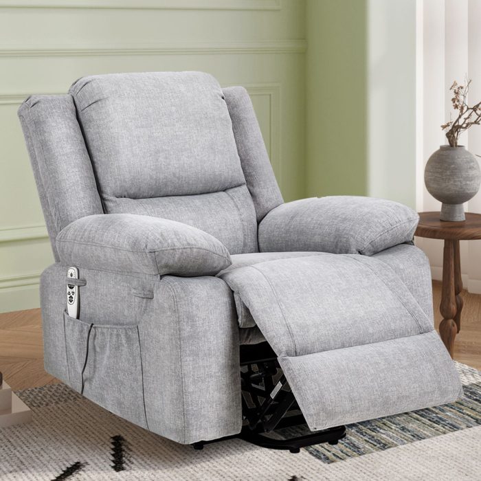 Electric Power Recliner Chair With Massage For Elderly, Remote Control Multi-Function Lifting, Timing, Cushion Heating Chair With Side Pocket - Image 5
