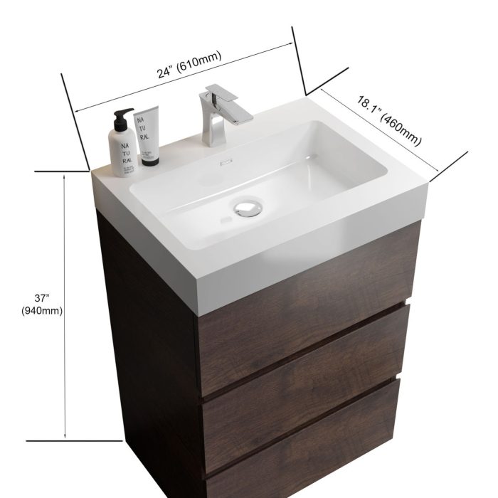 Alice - Bathroom Vanity With Large Storage Freestanding Bathroom Vanity, Sink For Modern Bathroom, One-Piece Sink Basin Without Drain And Faucet - Image 13