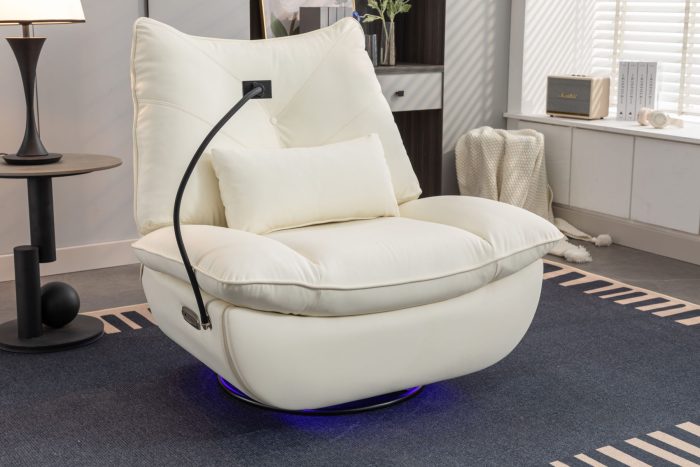 270 Swivel Glider Recliner Chair, Power Recliner Rocking Chair, USB Port Charge For Nursery Chair With Atmosphere Lamp For Living Room Bedroom Apartment - Image 13