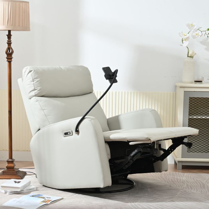 31.5" 270 Power Swivel Rocker Recliner Chair, Electric Glider Reclining Sofa With USB Ports, Power Swivel Glider, Rocking Chair Nursery Recliners For Living Room Bedroom - Light Gray - Image 2