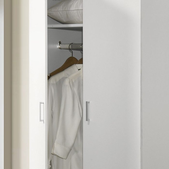 Michael - Double Door Wardrobe Cabinet Armoire With Shelf And Hanging Rod - White - Image 3