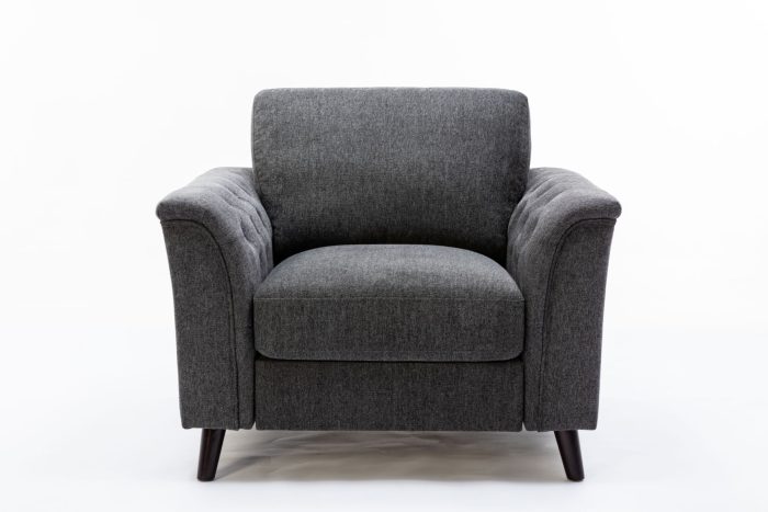 Stanton - Linen Chair With Tufted Arms - Dark Gray - Image 2