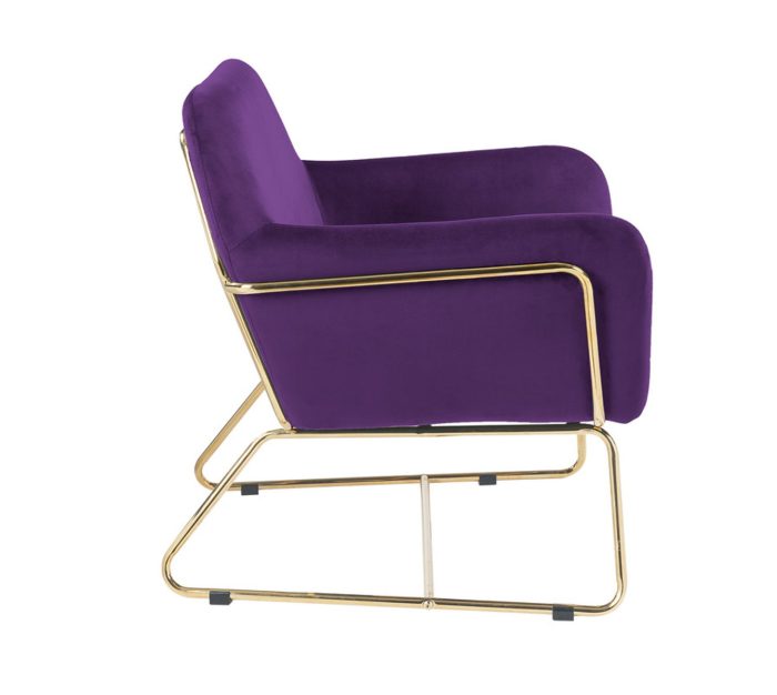 Keira - Velvet Accent Chair With Metal Base - Image 7