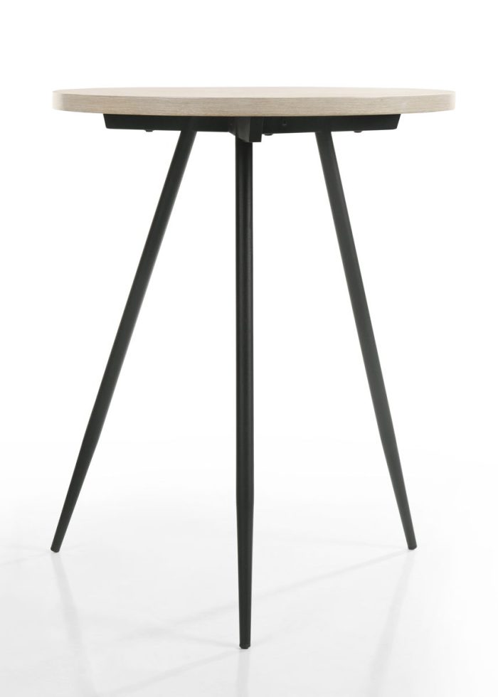 Neroli - Contemporary Round Side Table With Black Metal Base - Oak White - Image 4