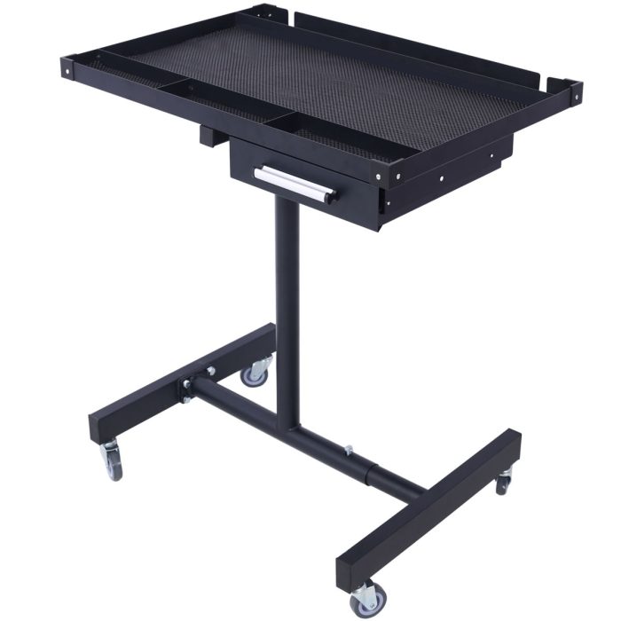 Adjustable Tear Down Work Table With Drawer For Garages, Repair Shops, And Diy, Portable, (4) 2.5" Swivel Casters, 220 Pound Capacity, Rubber Corners, Heavy Duty Steel - Image 4
