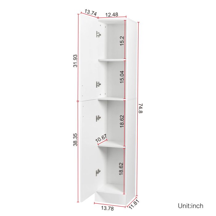 Freestanding Cabinet With Inadjustable Shelves And Two Doors For Kitchen, Dining Room - White - Image 4