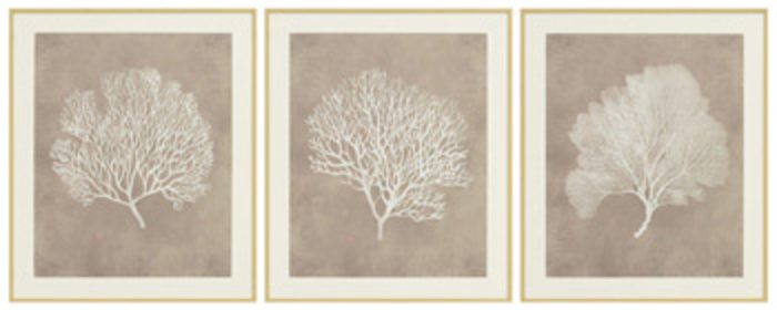 Hendridge - Taupe / White - Wall Art Set (Set of 3)
