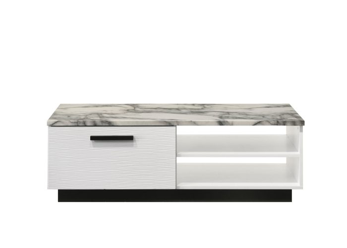 Matilda - Coffee Table With White Faux Marble Top - White - Image 4