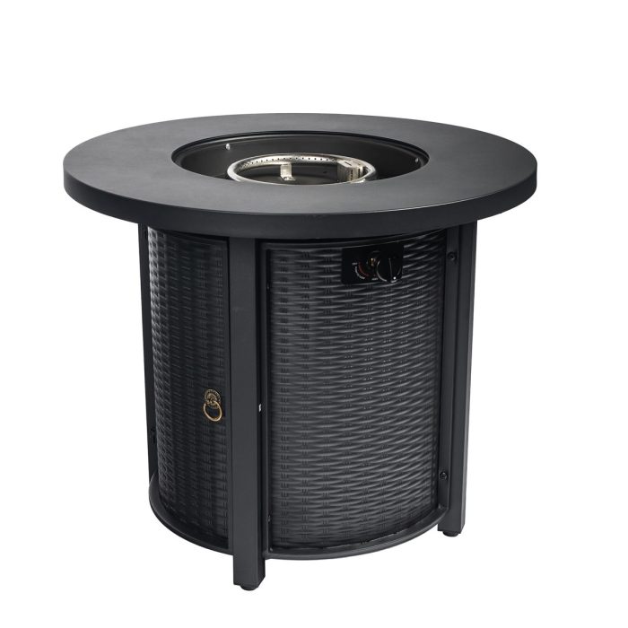 30" Propane Round Fire Table 40000Btu Propane Fire Pit Table - Black - Image 2