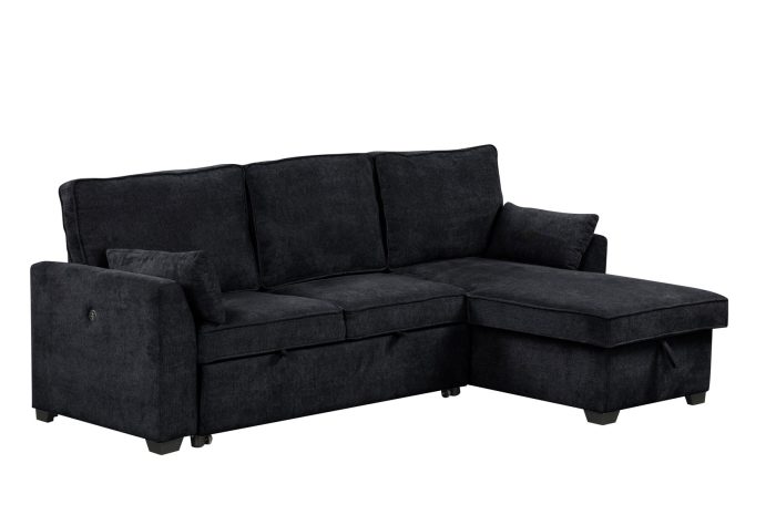 Ember - 92"W Fabric Sleeper Sectional with Reversible Storage Chaise - Image 2