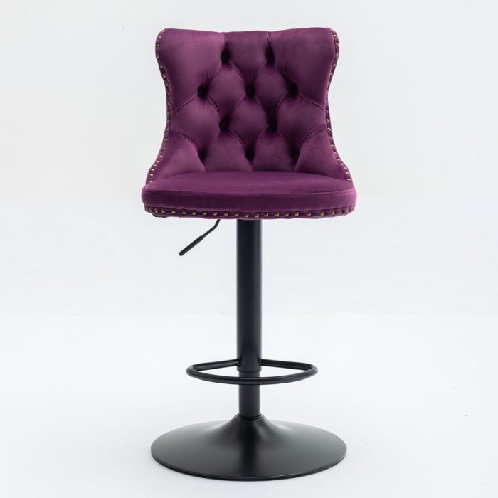 Swivel Velvet Barstools Adjusatble Seat Height, Modern Upholstered Bar Stools With Backs Comfortable Tufted For Home Pub And Kitchen Island (Set of 2) - Image 16