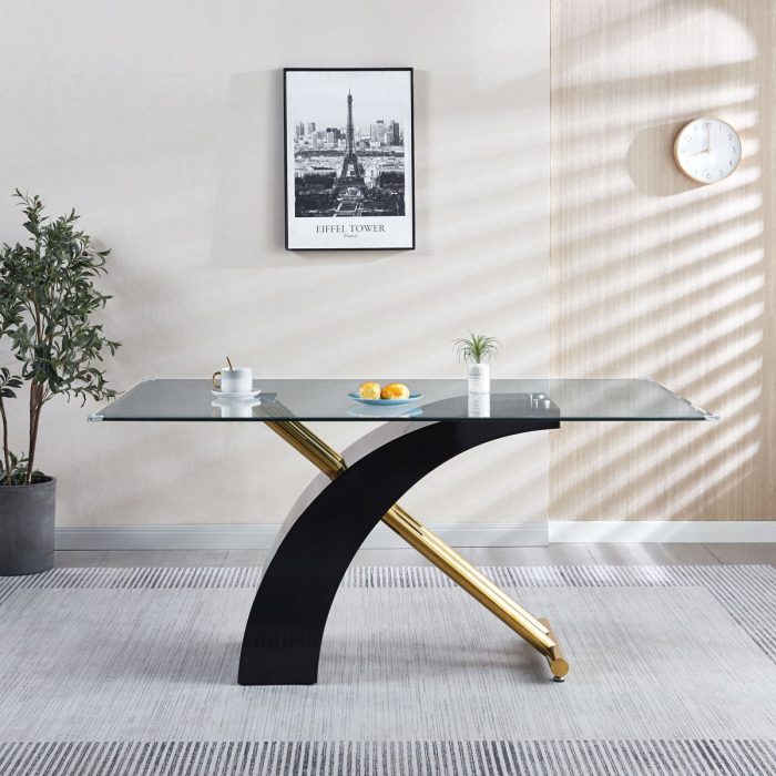 Stylish Dining Room Table, Luxury Glass Top Dining Table, Modern Design For Your House - Black - Image 2
