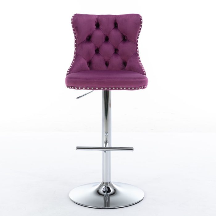 Swivel Velvet Barstools Adjusatble Seat Height From 25-33", Modern Upholstered Chrome Base Bar Stools With Backs Comfortable Tufted For Home Pub And Kitchen Island (Set of 2) - Image 15