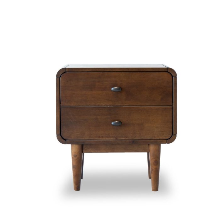 Alexa - Mid-Century Modern Style Night Stand - Brown - Image 2