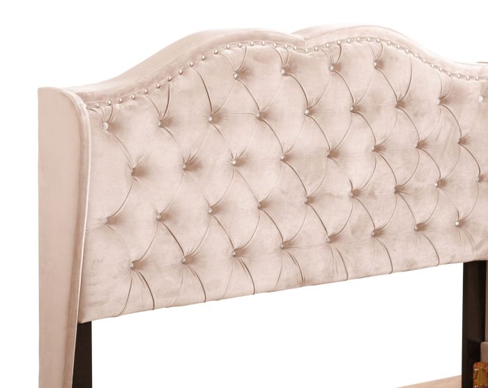 Upholstered Velvet Bed Transitional - Image 5