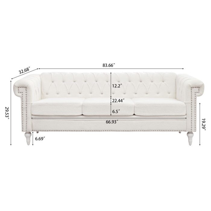 Traditional Square Arm Removable Cushion 3 Seater Sofa - Image 5