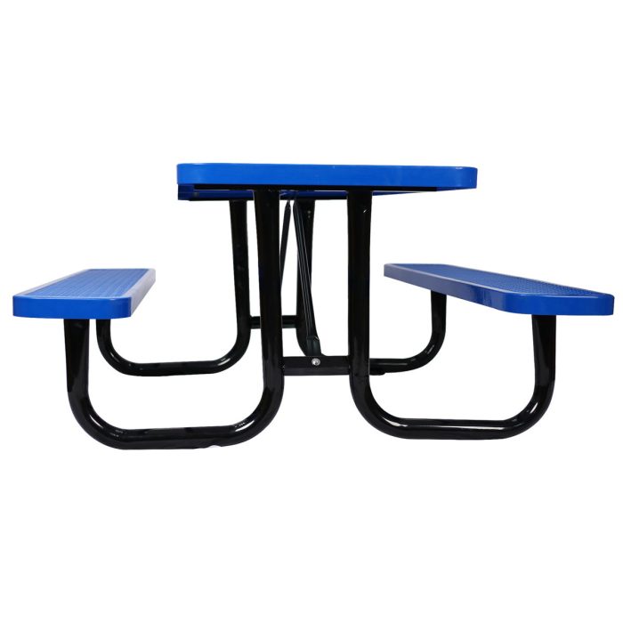 Rectangular Outdoor Steel Picnic Table With Umbrella Pole - Image 6