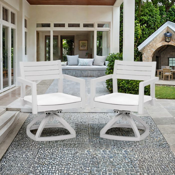 Outdoor Patio Swivel Rocker With Outdoor Grade Sunbrella Fabric Cushions (Set of 2) - Grayish - Image 4