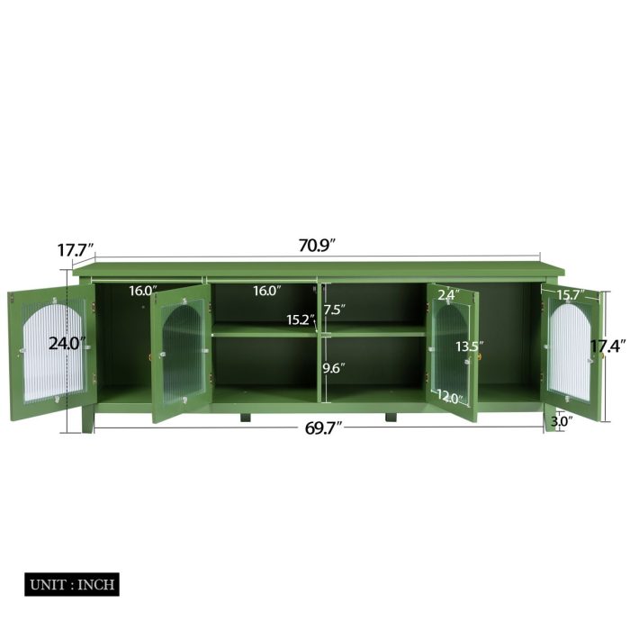 StylishTVcabinet Entertainment CenterTV Stand, TVconsoletable, Media Console, Solidwood Frame, Changhong Glass Door, Metal Handle - Image 10