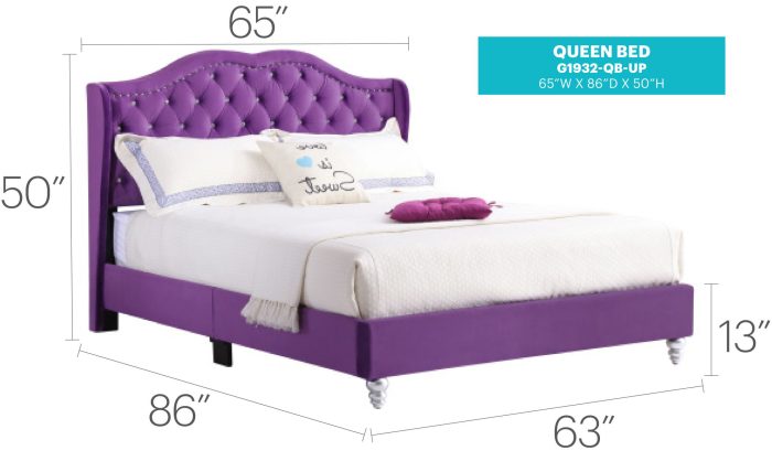 Upholstered Velvet Bed Transitional - Image 6